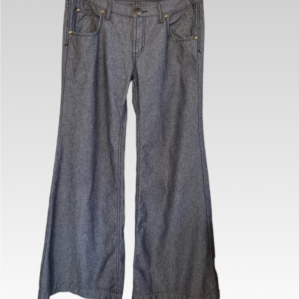 Free People Gray Wide-Leg Flare Jeans
